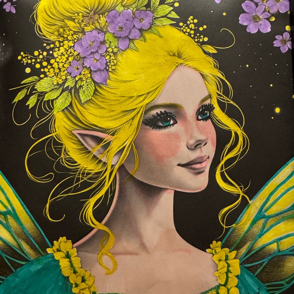 Fairy Art Portrait with Yellow and Purple Accents